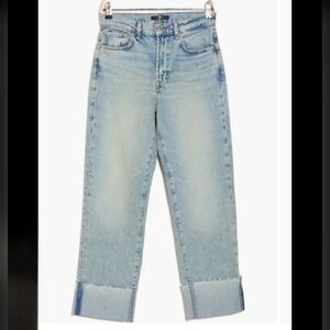 Nwt 7 For All Mankind Logan Cuffed Raw Hem Ankle Straight Leg Jeans